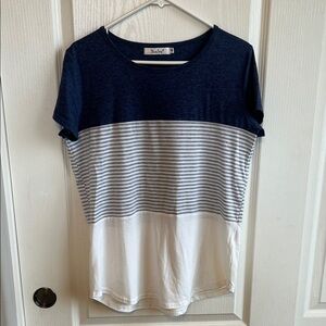 Navy and White Striped Short Sleeve Tee